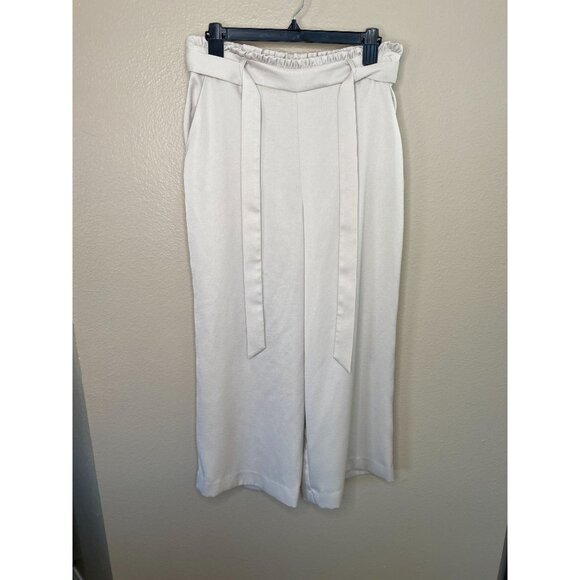 Lauren Conrad Womens tan Pants Medium wide leg belt polyester elastic waist - Picture 1 of 8